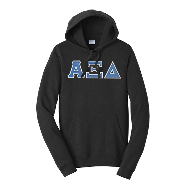 Premium Alpha Xi Delta Sorority Satin Stitch Sewn on Greek Letter Fan Favorite Port and Company Hoodie