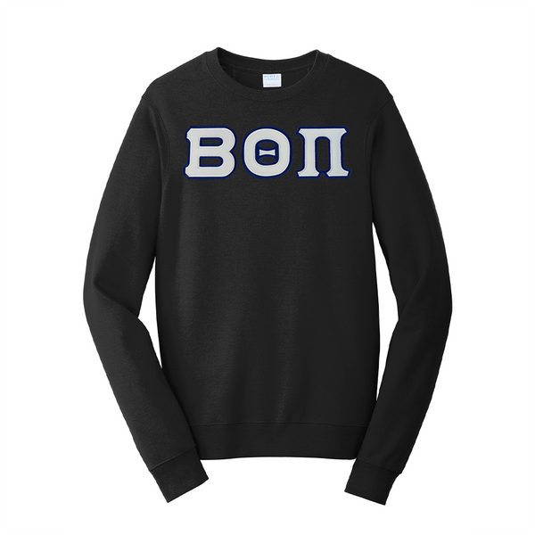 Premium Beta Theta Pi Satin Stitch Sewn on Greek Letter Fan Favorite Port and Company Crewneck Sweatshirt