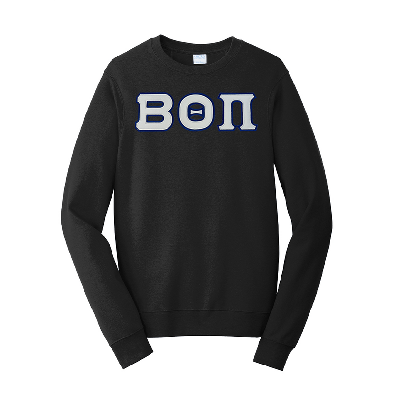 Premium Beta Theta Pi Satin Stitch Sewn on Greek Letter Fan Favorite Port and Company Crewneck Sweatshirt