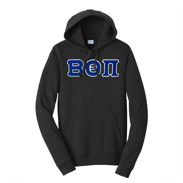 Premium Beta Theta Pi Fraternity Satin Stitch Sewn on Greek Letter Fan Favorite Port and Company Hoodie