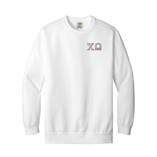 Chi Omega Sorority Comfort Colors Embroidered Greek Letter Crewneck Sweatshirt