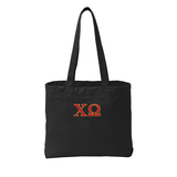 Chi Omega Sorority Beach Wash Tote Bag Embroidered Greek Letters