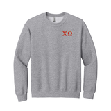 Chi Omega Sorority Embroidered Greek Letter Gildan Crewneck Sweatshirt.