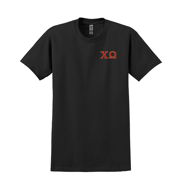 Chi Omega Sorority Embroidered Greek Letter Gildan T-shirt