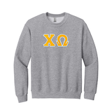 Chi Omega Sorority Sewn on Greek Letter Gildan Crewneck Sweatshirt