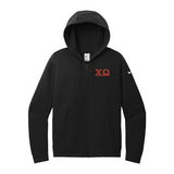 Chi Omega Sorority embroidered Greek letters on a high quality Nike Ladies Club Fleece Sleeve Swoosh Full-Zip Hooded Sweatshirt