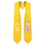 Chi Omega Sorority Tackle Twill Greek Letter Graduation Stole