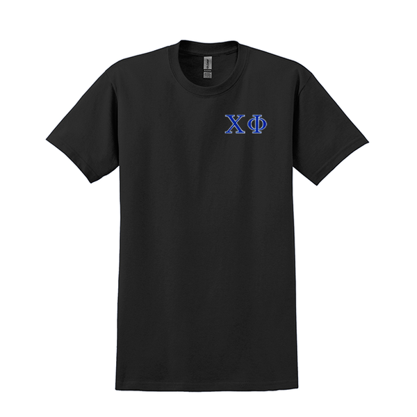 Chi Phi Fraternity Embroidered Greek Letter Gildan T-shirt