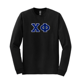 Chi Phi Fraternity Sewn on Greek Letter Gildan Long Sleeve T-shirt