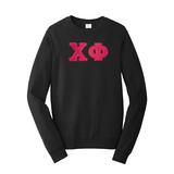 Premium Chi Phi Satin Stitch Sewn on Greek Letter Fan Favorite Port and Company Crewneck Sweatshirt