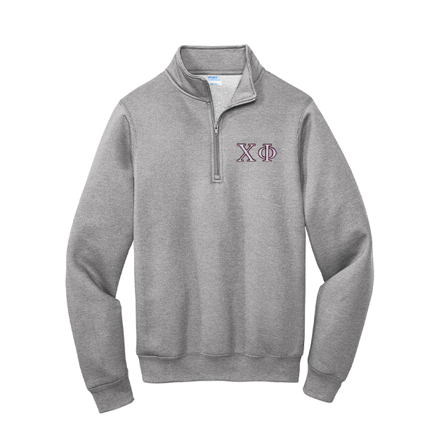 Chi Phi Fraternity Port Authority Quarter Zip With Embroidered Greek Letters