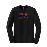 Chi Psi Fraternity Sewn on Greek Letter Gildan Long Sleeve T-shirt