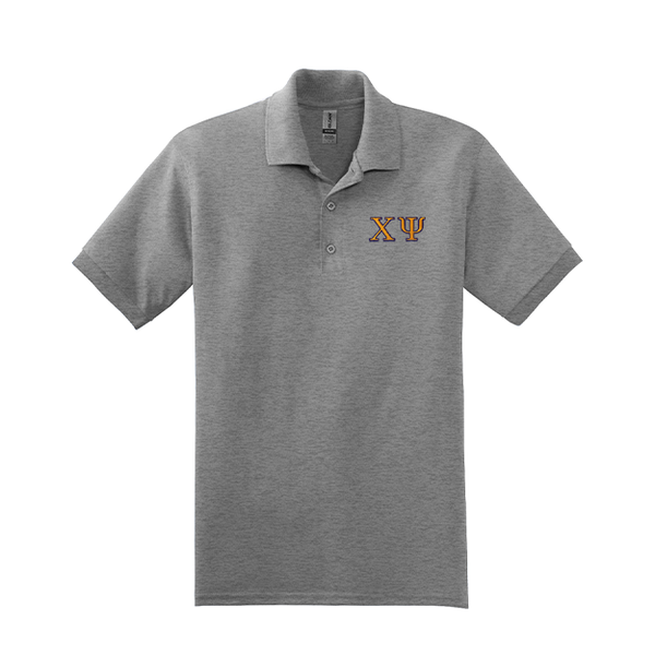 Chi Psi Fraternity Embroidered Greek Letter Gildan Polo