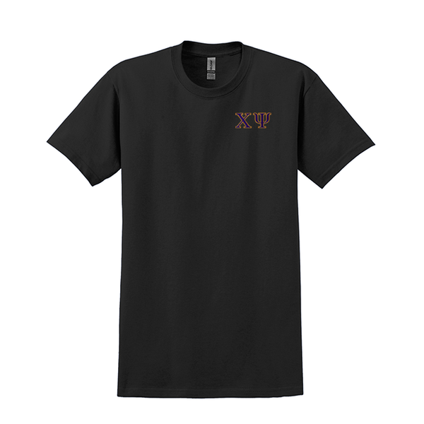 Chi Psi Fraternity Embroidered Greek Letter Gildan T-shirt