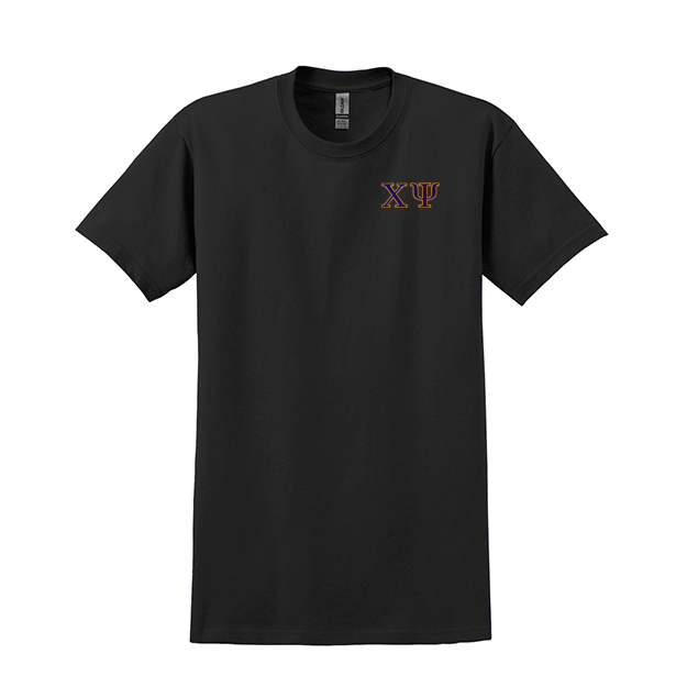 Chi Psi Fraternity Embroidered Greek Letter Gildan T-shirt