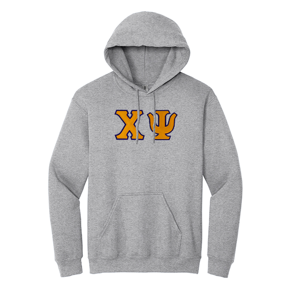 Chi Psi Fraternity Sewn on Greek Letter Gildan Hoodie