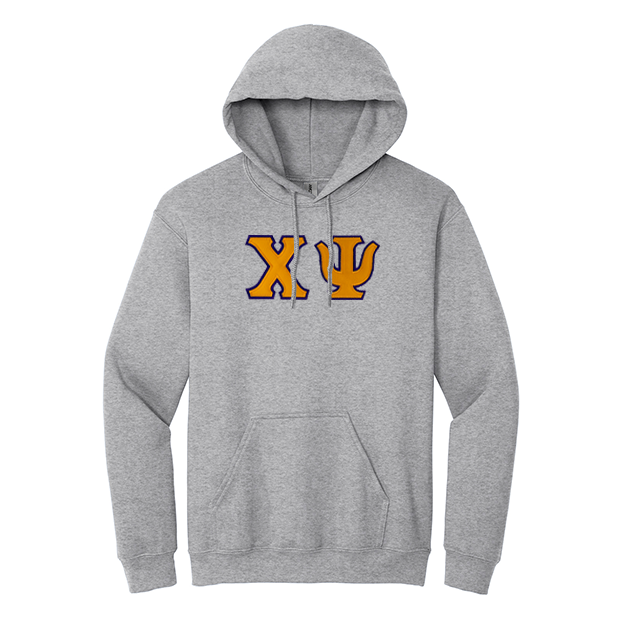 Chi Psi Fraternity Sewn on Greek Letter Gildan Hoodie