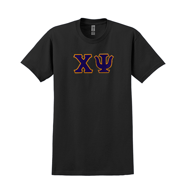 Chi Psi Fraternity Sewn on Greek Letter Gildan T-shirt