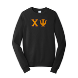 Premium Chi Psi Satin Stitch Sewn on Greek Letter Fan Favorite Port and Company Crewneck Sweatshirt