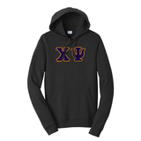 Premium Chi Psi Fraternity Satin Stitch Sewn on Greek Letter Fan Favorite Port and Company Hoodie