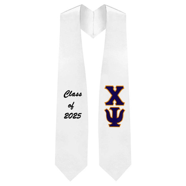 Custom Chi Psi Fraternity Tackle Twill Greek Letter Graduation Stole