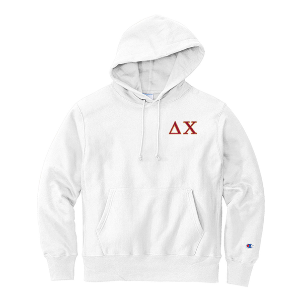 Delta Chi Fraternity Champion Reverse Weave Embroidered Greek Letter Hoodie