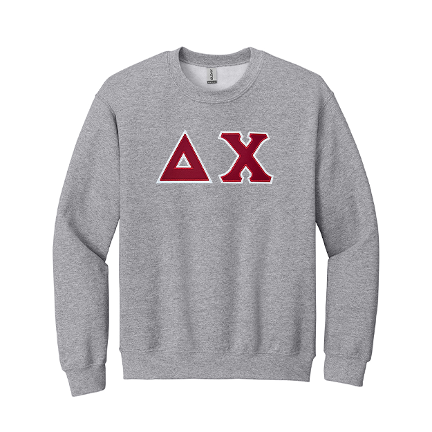 Delta Chi Fraternity Sewn on Greek Letter Gildan Crewneck Sweatshirt