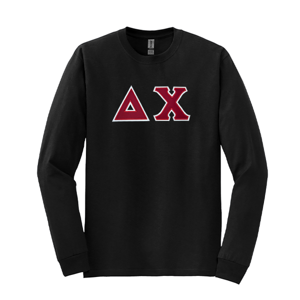 Delta Chi Fraternity Sewn on Greek Letter Gildan Long Sleeve T-shirt