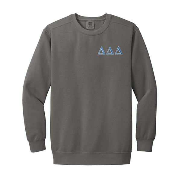 Delta Delta Delta Sorority Comfort Colors Embroidered Greek Letter Crewneck Sweatshirt