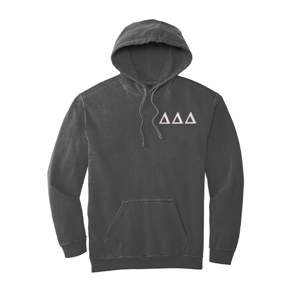 Delta Delta Delta Sorority Comfort Colors Embroidered Greek Letter Hooded Sweatshirt