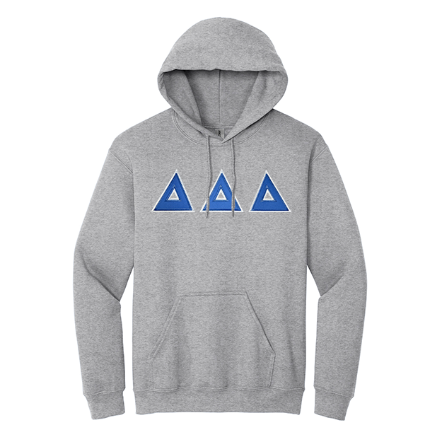 Delta Delta Delta Sorority Sewn on Greek Letter Gildan Hoodie