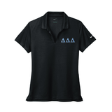 Delta Delta Delta Sorority Nike Ladies Dri-FIT polo with embroidered Greek letters