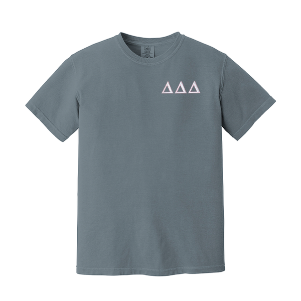 Delta Delta Delta Sorority Embroidered Greek Letter Comfort Colors T-shirt