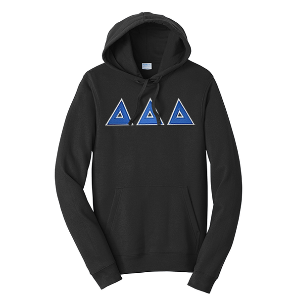 Premium Delta Delta Delta Sorority Satin Stitch Sewn on Greek Letter Fan Favorite Port and Company Hoodie