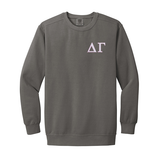 Delta Gamma Sorority Comfort Colors Embroidered Greek Letter Crewneck Sweatshirt