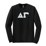 Delta Gamma Fraternity Sewn on Greek Letter Gildan Long Sleeve T-shirt