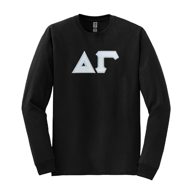 Delta Gamma Fraternity Sewn on Greek Letter Gildan Long Sleeve T-shirt