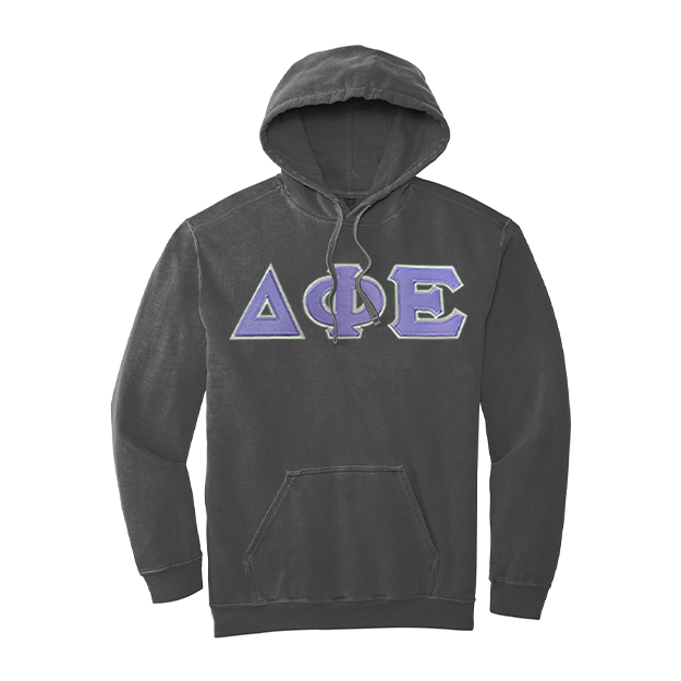 Delta Phi Epsilon Sorority Comfort Colors Greek Letter Hooded Sweatshirt