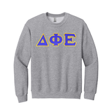 Delta Phi Epsilon Sorority Sewn on Greek Letter Gildan Crewneck Sweatshirt.