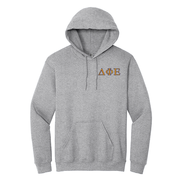Delta Phi Epsilon Sorority Embroidered Greek Letter Gildan Hoodie