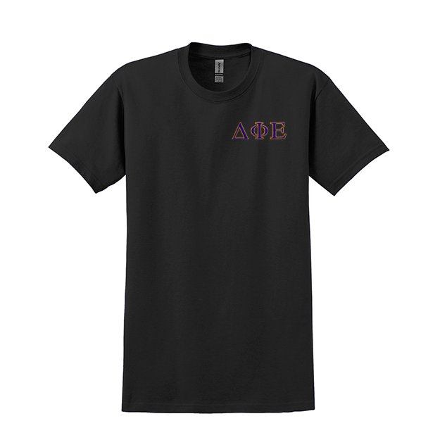 Delta Phi Epsilon Sorority Embroidered Greek Letter Gildan T-shirt