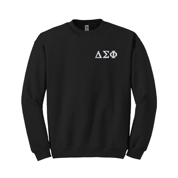 Delta Sigma Phi Fraternity Embroidered Greek Letter Gildan Crewneck Sweatshirt.