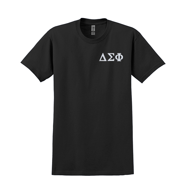 Delta Sigma Phi Fraternity Embroidered Greek Letter Gildan T-shirt