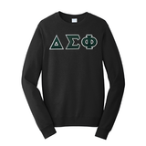 Delta Sigma Phi Satin Stitch Sewn on Greek Letter Fan Favorite Port and Company Crewneck Sweatshirt
