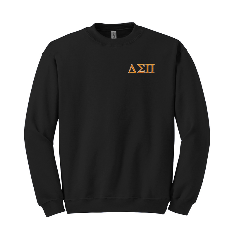 Represent your Delta Sigma Pi fraternity with this refined embroidered Gildan crewneck sweatshirt. Your distinguished ΔΣΠ Greek letters are neatly embroidered, offering a sophisticated way to display your affiliation