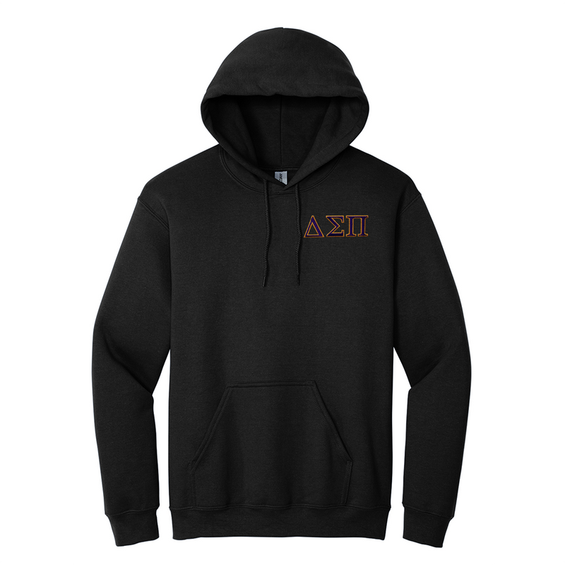 Represent your Delta Sigma Pi fraternity with this refined embroidered Gildan hoodie. Your distinguished ΔΣΠ Greek letters are neatly embroidered, offering a sophisticated way to display your affiliation