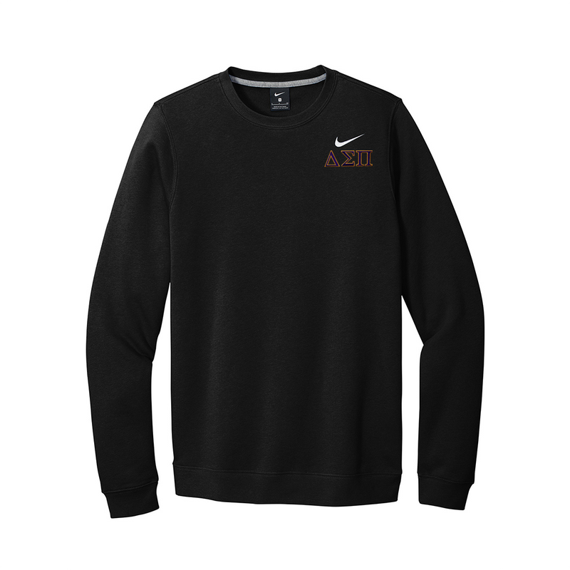 Represent your Delta Sigma Pi fraternity in this premium Nike crewneck sweatshirt, featuring your letters in a refined embroidered style.