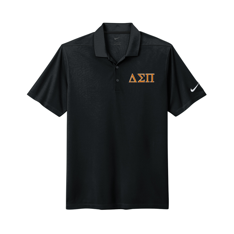 Represent your Delta Sigma Pi fraternity in this high-performance embroidered Nike polo. Your distinguished ΔΣΠ Greek letters are neatly embroidered on the left chest for a sharp, classic look.