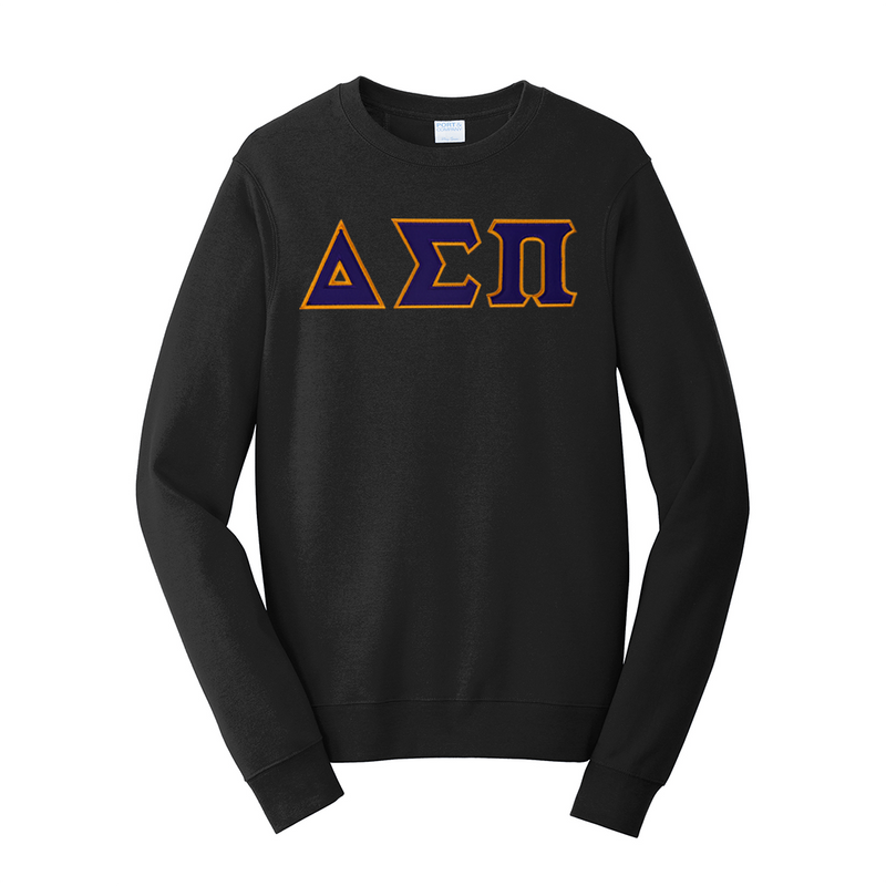 Represent your Delta Sigma Pi fraternity in this premium Fan Favorite Port &amp; Company crewneck sweatshirt. Your distinguished tackle twill ΔΣΠ Greek letters are expertly sewn on with high-quality satin stitch for a sharp and durable finish