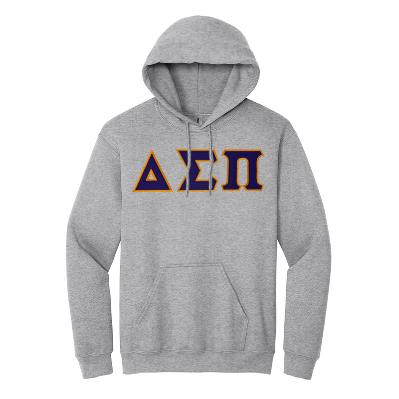 Represent your Delta Sigma Pi fraternity with distinction in this enduring Gildan hoodie. Sewn on Tackle Twill Greek Letters. 